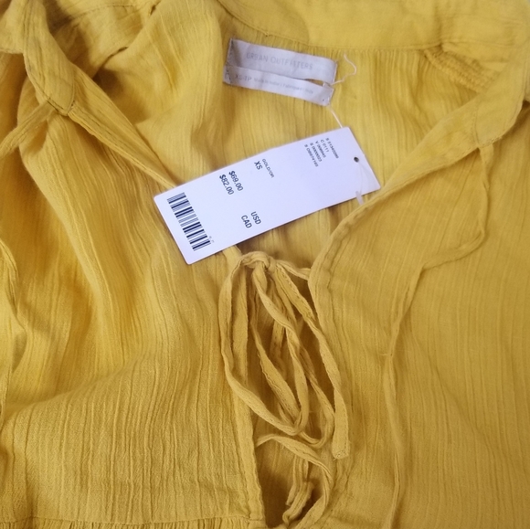 UO Boho Babydoll Yellow Tie Front Top - Picture 8 of 8